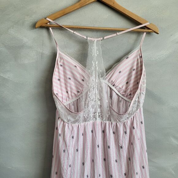 Victoria Secret Signature Monigram Print Nightie Gown Mini Dress Size L Babydoll - Picture 3 of 10